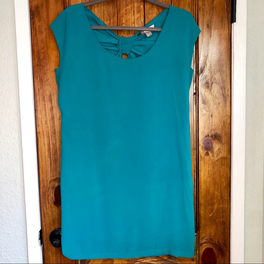 Mini Turquoise Bow-Back Dress